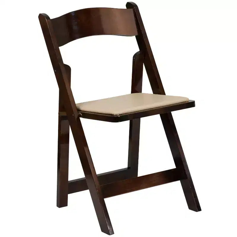 Emma et Oliver, paquet de 2 chaises pliantes en bois pour mariage ou événement, avec siège rembourré en vinyle