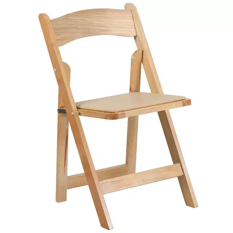 Emma et Oliver, paquet de 2 chaises pliantes en bois pour mariage ou événement, avec siège rembourré en vinyle