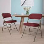 Chaise pliante en métal Emma and Oliver, lot de 2, rembourrée en tissu, pour la maison, le bureau, les fêtes et les événements