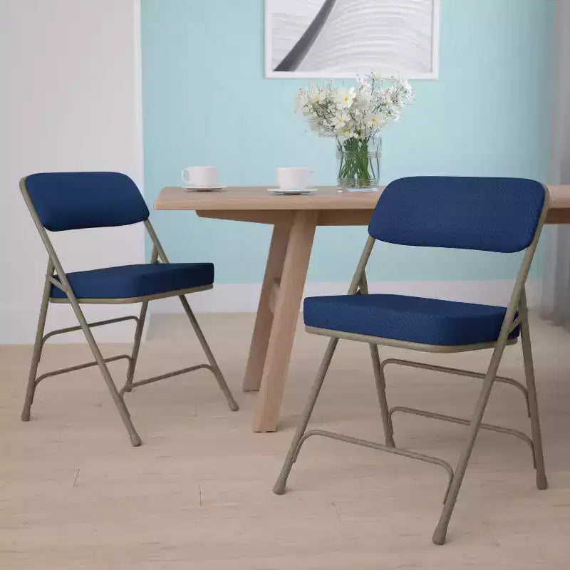 Chaise pliante en métal Emma and Oliver, lot de 2, rembourrée en tissu, pour la maison, le bureau, les fêtes et les événements