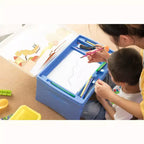Basicwise Plateau portable pliable en plastique pour enfants, bleu et blanc