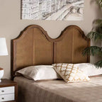 Tête de lit arquée en bois vintage de noisetier et rotin synthétique noyer - Baxton Studio