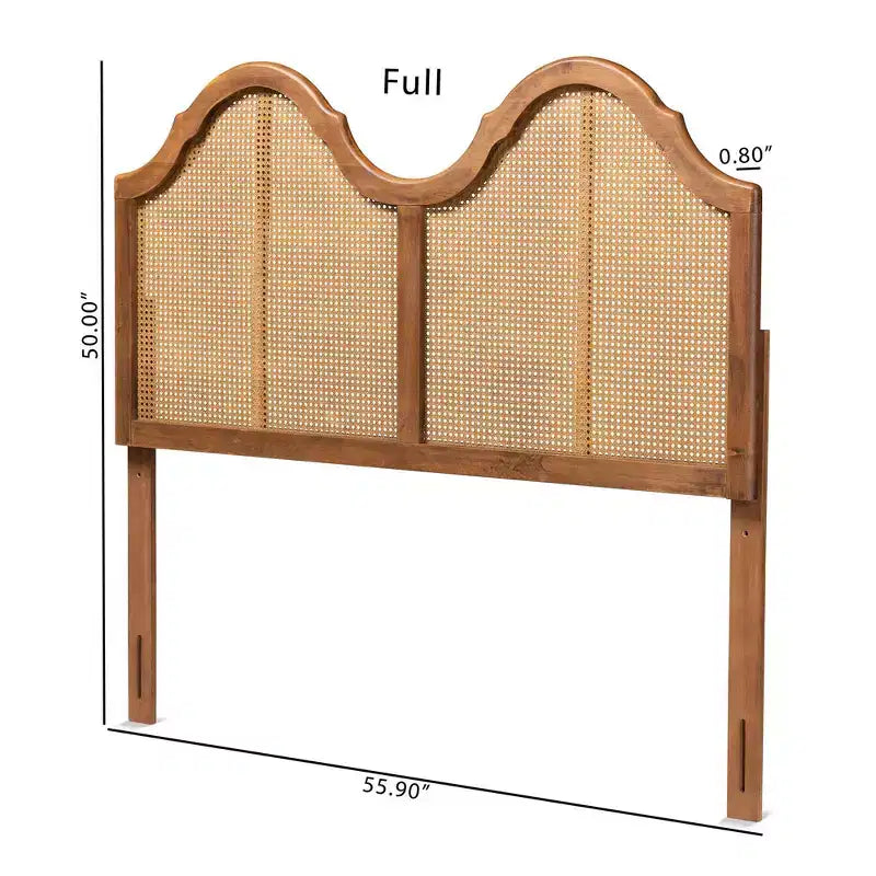 Tête de lit arquée en bois vintage de noisetier et rotin synthétique noyer - Baxton Studio