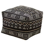 Saro Lifestyle Mudcloth Pouf, 20x20x14 Square, Black