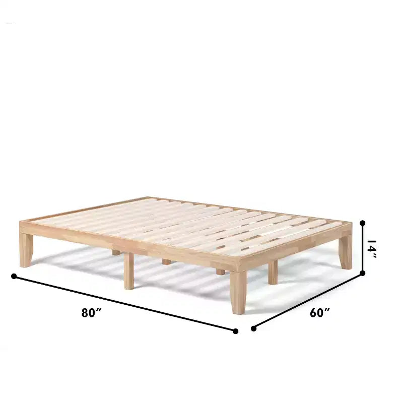 Cadre de lit en bois Costway Queen Size 14 po avec plate-forme à matelas et lattes de support en bois EspressoNaturel