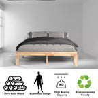 Cadre de lit en bois Costway Queen Size 14 po avec plate-forme à matelas et lattes de support en bois EspressoNaturel
