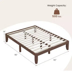 Cadre de lit en bois Costway Queen Size 14 po avec plate-forme à matelas et lattes de support en bois EspressoNaturel