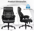 Chaise de Bureau Grande Taille Costway 500 livres avec Massage 6 Points, Siège Large et Accoudoirs Rembourrés