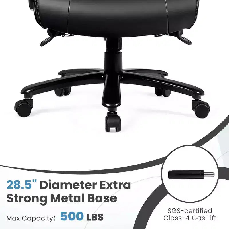 Chaise de Bureau Grande Taille Costway 500 livres avec Massage 6 Points, Siège Large et Accoudoirs Rembourrés