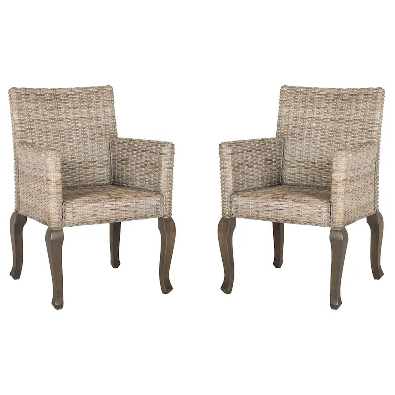 Chaise de salle à manger naturelle Alearda de SAFAVIEH (Lot de 2) - 23 x 24.4 x 34 - 23L x 24P x 34H