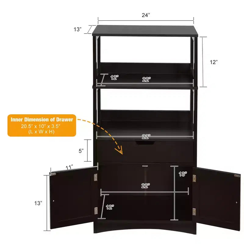 Meuble de Rangement Salle de Bain Costway avec Tiroir Étagère Armoire Meuble Bas