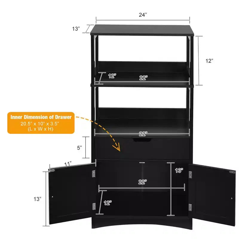Meuble de Rangement Salle de Bain Costway avec Tiroir Étagère Armoire Meuble Bas