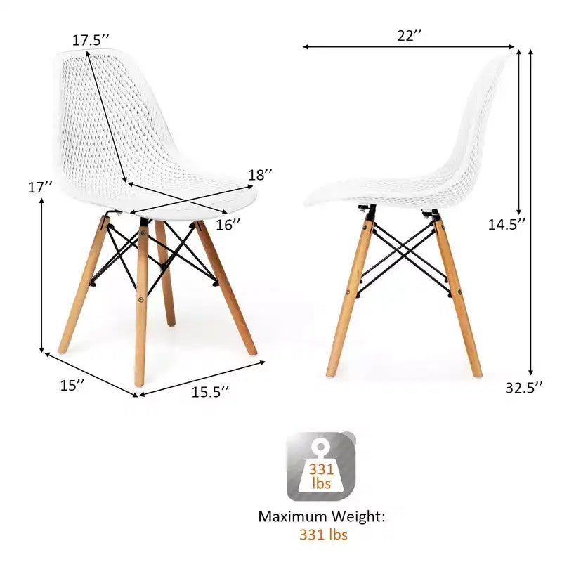 Costway Lot de 2 chaises de salle à manger DSW modernes pour bureau et maison, avec design en maille et pieds en bois