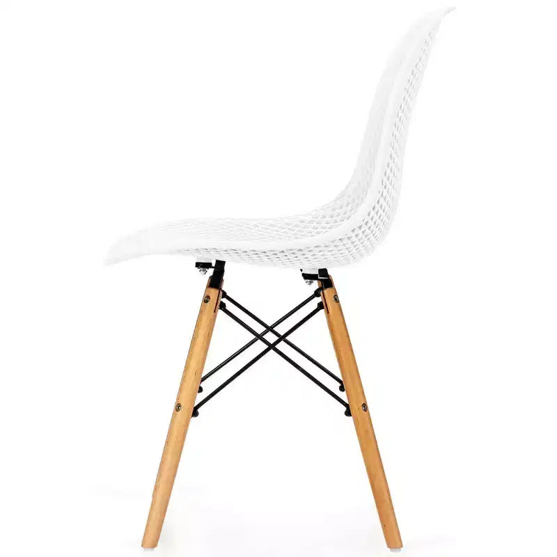 Costway Lot de 2 chaises de salle à manger DSW modernes pour bureau et maison, avec design en maille et pieds en bois