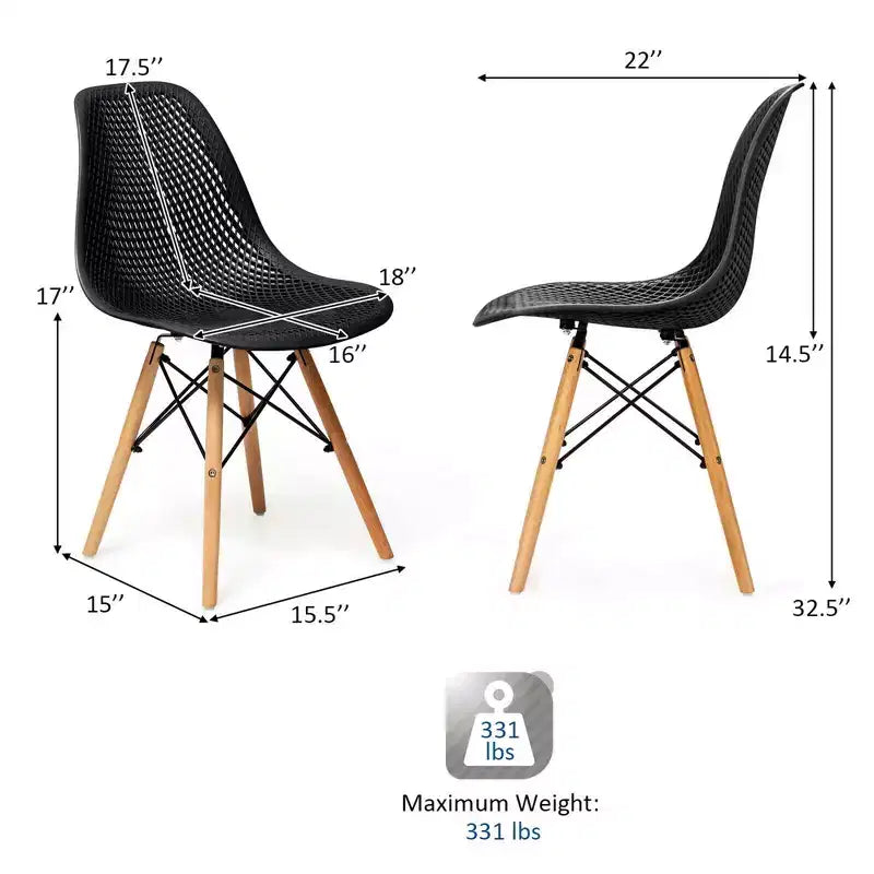 Costway Lot de 2 chaises de salle à manger DSW modernes pour bureau et maison, avec design en maille et pieds en bois