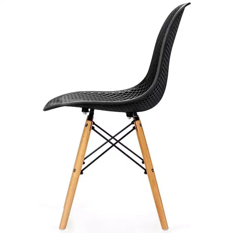 Costway Lot de 2 chaises de salle à manger DSW modernes pour bureau et maison, avec design en maille et pieds en bois