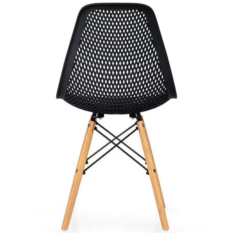Costway Lot de 2 chaises de salle à manger DSW modernes pour bureau et maison, avec design en maille et pieds en bois
