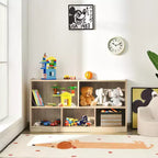 Costway Meuble de rangement 5 cubes pour enfants, bibliothèque 2 étagères en bois, organisateur naturel