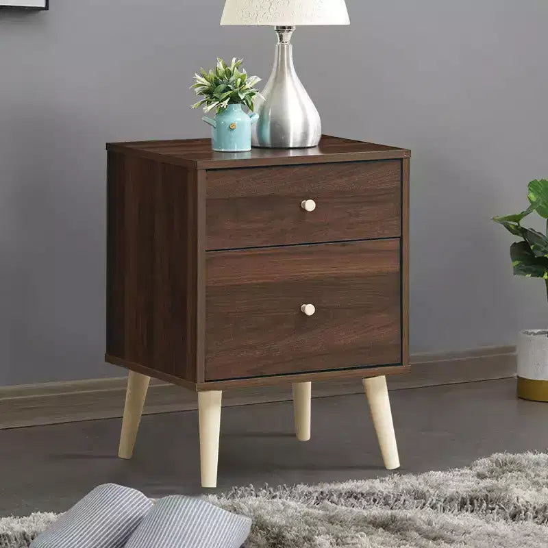 Table de chevet Costway 2 tiroirs d'appoint avec pieds en caoutchouc
