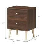 Table de chevet Costway 2 tiroirs d'appoint avec pieds en caoutchouc