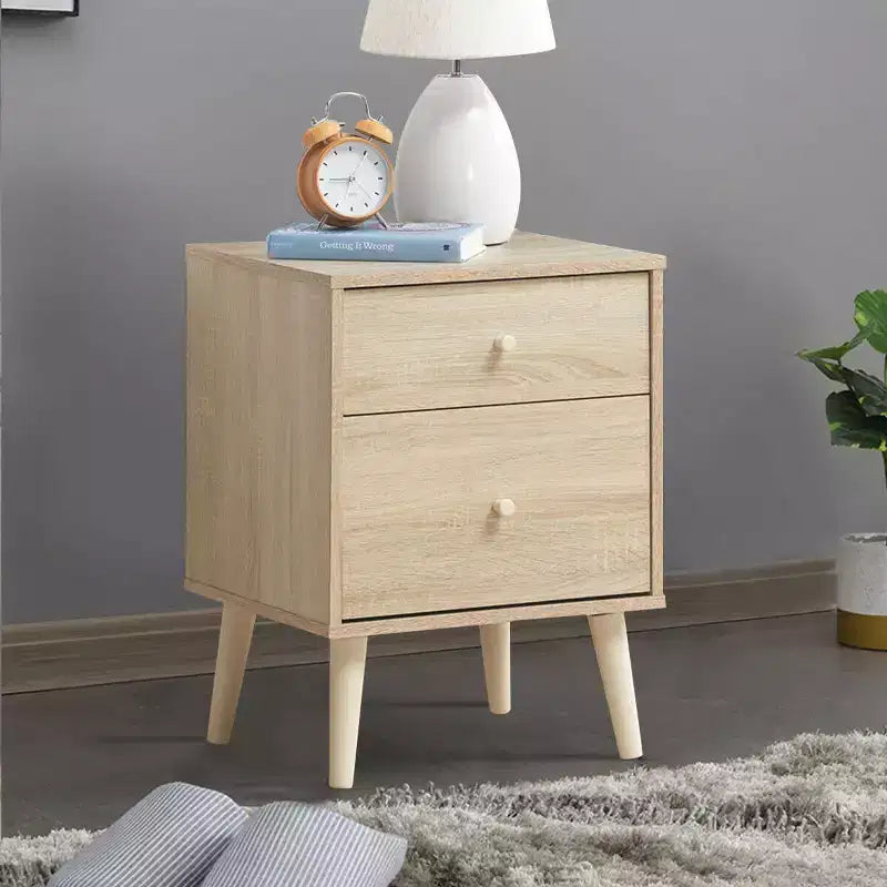 Table de chevet Costway 2 tiroirs d'appoint avec pieds en caoutchouc