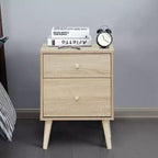 Table de chevet Costway 2 tiroirs d'appoint avec pieds en caoutchouc