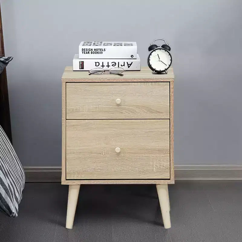 Table de chevet Costway 2 tiroirs d'appoint avec pieds en caoutchouc