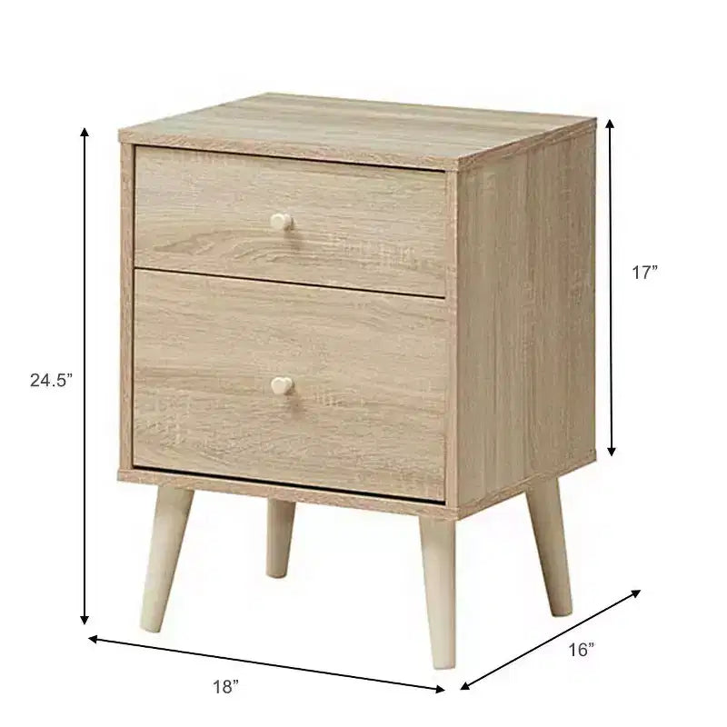 Table de chevet Costway 2 tiroirs d'appoint avec pieds en caoutchouc