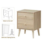Table de chevet Costway 2 tiroirs d'appoint avec pieds en caoutchouc