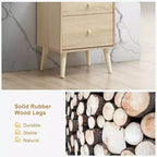 Table de chevet Costway 2 tiroirs d'appoint avec pieds en caoutchouc