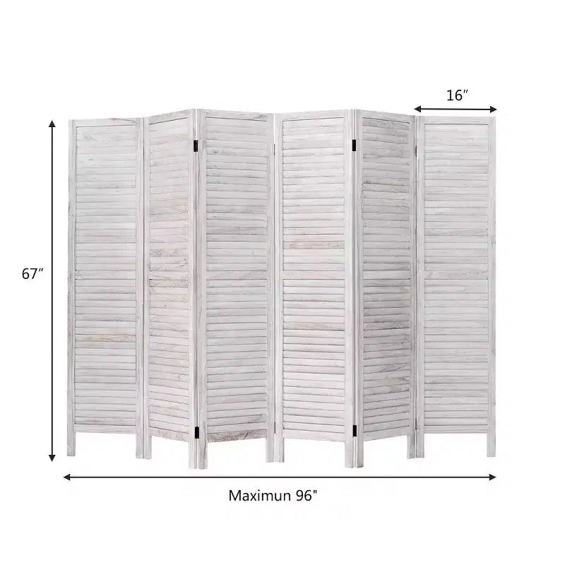Costway Paravent 6 Panneaux 170 cm Séparateur de Pièce Classique à Lattes Vénitiennes en Bois pour la Maison