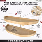 Rev-A-Shelf 4WLS882-32-570 Plateau tournant demi-lune en bois à 2 étagères de 81 cm pour armoires de coin aveugle