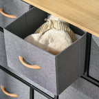 HOMCOM Commode à 8 tiroirs, Meuble de rangement à 3 niveaux avec tiroirs en tissu et cadre en acier pour chambre à coucher, couloir