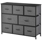 HOMCOM Commode à 8 tiroirs, Meuble de rangement à 3 niveaux avec tiroirs en tissu et cadre en acier pour chambre à coucher, couloir