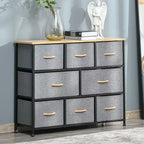 HOMCOM Commode à 8 tiroirs, Meuble de rangement à 3 niveaux avec tiroirs en tissu et cadre en acier pour chambre à coucher, couloir