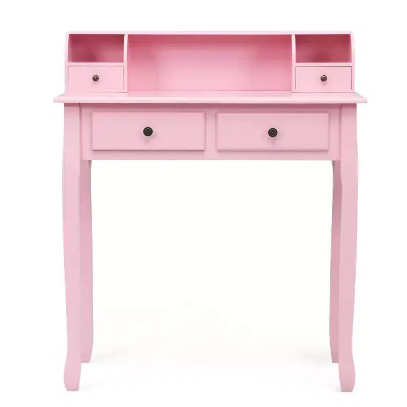 Bureau d'écriture Costway Mission Blanc Bureau d'ordinateur de bureau à domicile 4 tiroirs Blanc\Noir\Rose