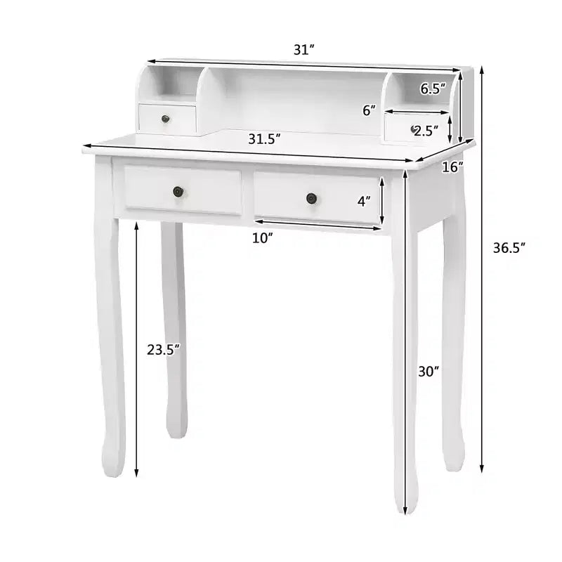 Bureau d'écriture Costway Mission Blanc Bureau d'ordinateur de bureau à domicile 4 tiroirs Blanc\Noir\Rose