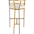 Tabouret de bar Tanner en métal doré 55 Downing Street, 76 cm de haut, coussin en tissu blanc moderne rembourré avec dossier bas et repose-pieds, pour comptoir de cuisine