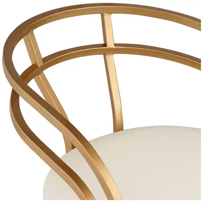 Tabouret de bar Tanner en métal doré 55 Downing Street, 76 cm de haut, coussin en tissu blanc moderne rembourré avec dossier bas et repose-pieds, pour comptoir de cuisine