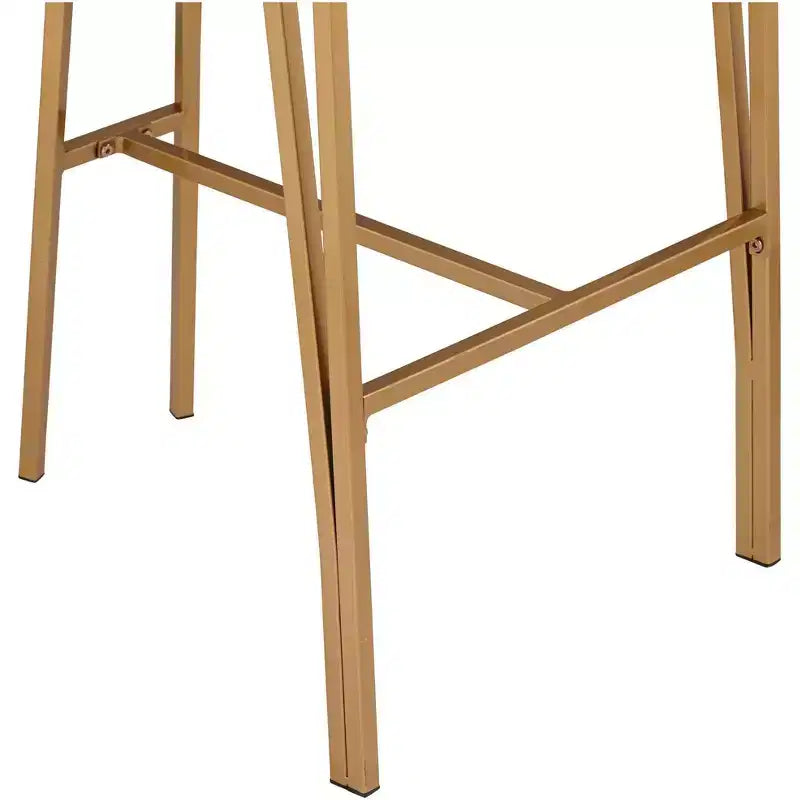 Tabouret de bar Tanner en métal doré 55 Downing Street, 76 cm de haut, coussin en tissu blanc moderne rembourré avec dossier bas et repose-pieds, pour comptoir de cuisine