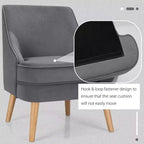 Costway Lot de 2 fauteuils d'appoint en velours avec pieds en bois d'hévéa Rose/Vert/Gris