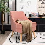 Costway Lot de 2 fauteuils d'appoint en velours avec pieds en bois d'hévéa Rose/Vert/Gris