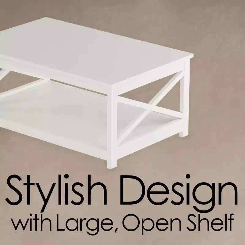 Table basse à deux niveaux à piètement en X Hastings Home - Blanc