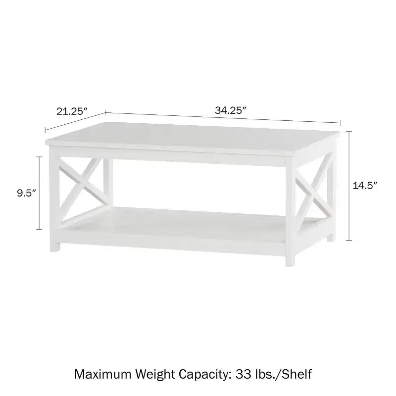 Table basse à deux niveaux à piètement en X Hastings Home - Blanc