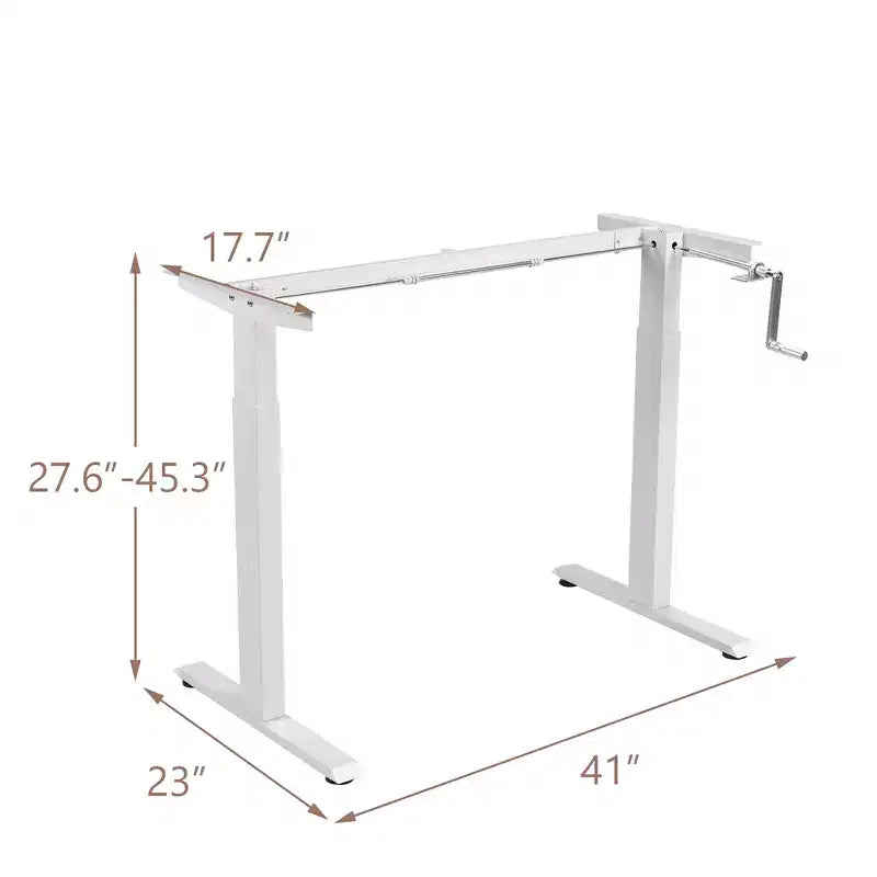 Costway Cadre de Bureau Assis-Debout à Manivelle, Réglable en Hauteur, Base Debout Blanche