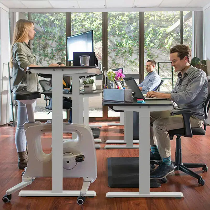 Costway Cadre de Bureau Assis-Debout à Manivelle, Réglable en Hauteur, Base Debout Blanche