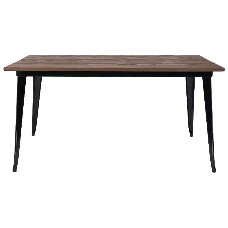 Merrick Lane Table carrée à cadre en acier rectangulaire avec plateau en bois