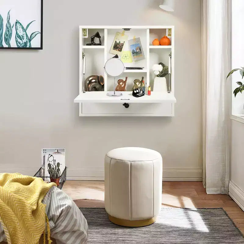 Bureau flottant mural pliable Costway, gain de place, poste de travail pour ordinateur portable