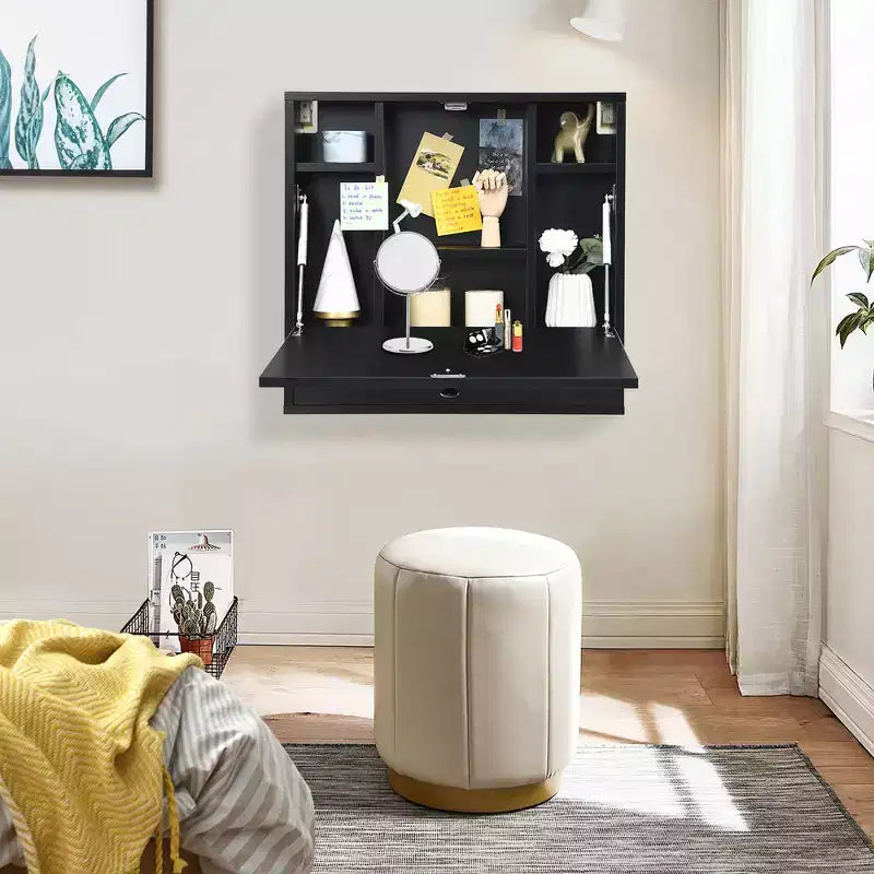 Bureau flottant mural pliable Costway, gain de place, poste de travail pour ordinateur portable