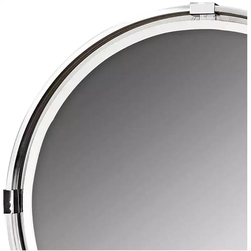 Miroir mural d'appoint rond Uttermost pour coiffeuse, biseauté, moderne, avec cadre en métal nickel brossé, 75 cm de large, pour salle de bain, chambre à coucher, salon